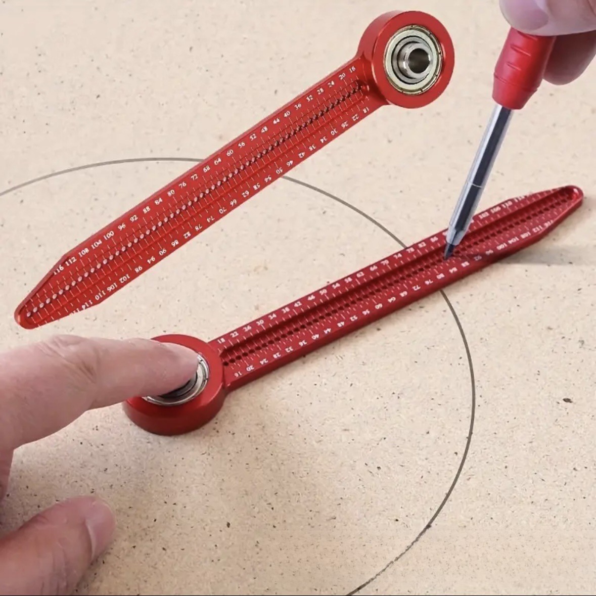 1PC Woodworking Compass Hole Ruler Scriber Precision Marking Measuring Tool
