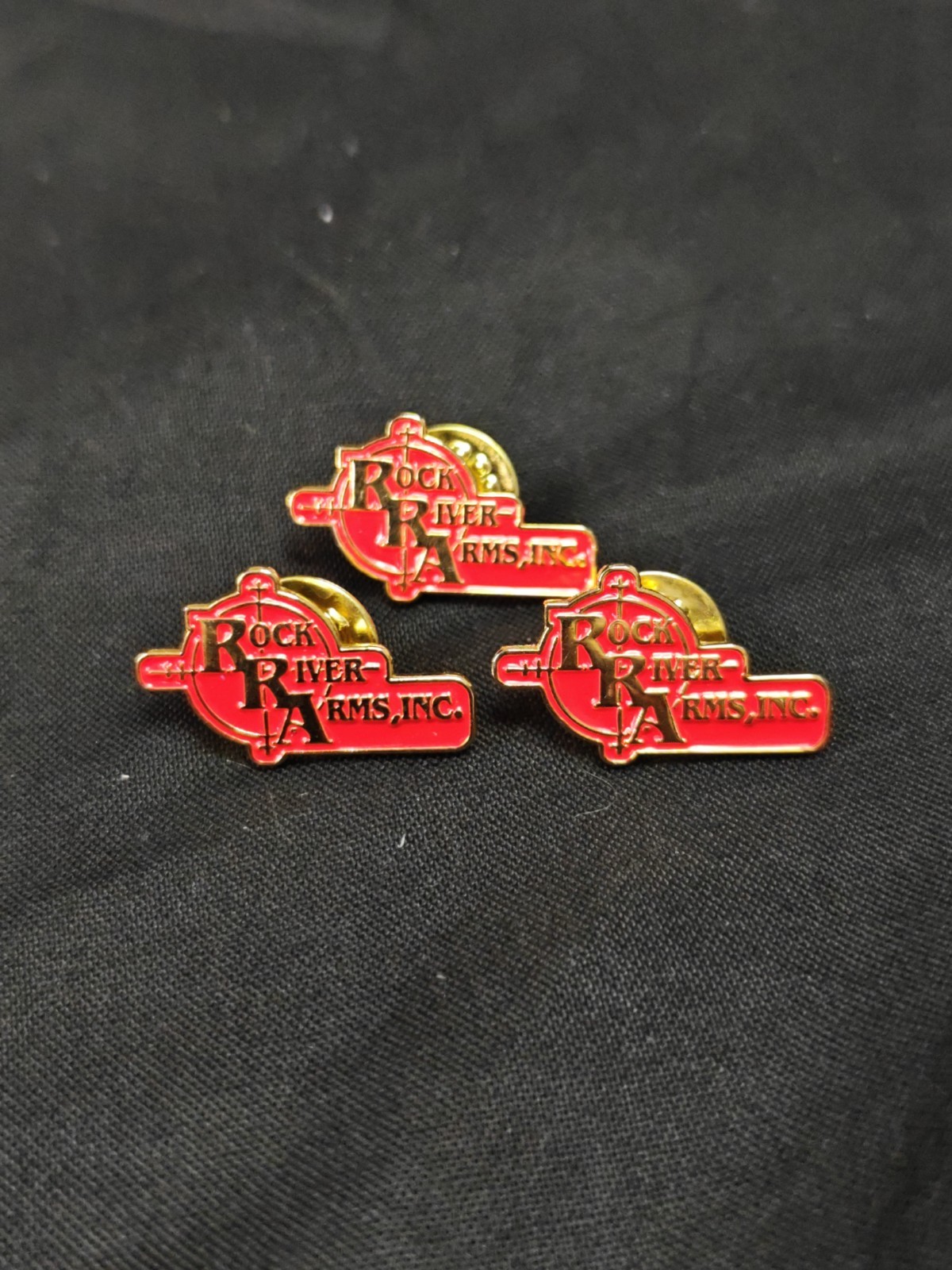 3 ROCK RIVER ARMS AR-15 ASSAULT RIFLE TARGET GUN SHOW HUNTING LAPEL HAT PINS