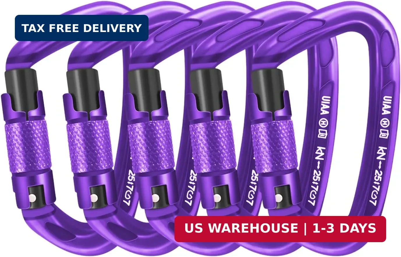 UIAA Certified Professional Heavy Duty Large Locking Carabiner Clips Climbing Ca