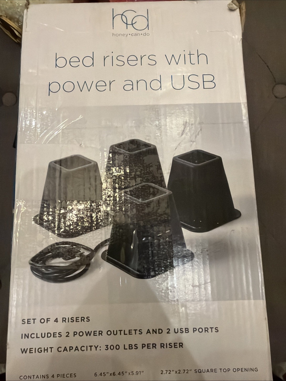 The Container Store Bed Risers w/USB Ports