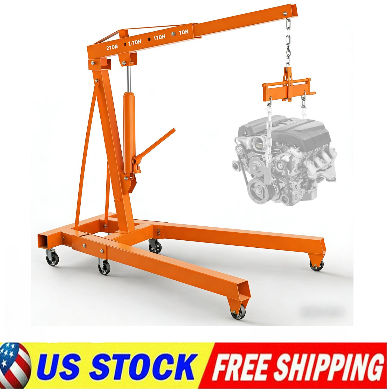 Engine Hoist with Lever Folding Cherry Picker Engine Hoist Folding Shop Crane US