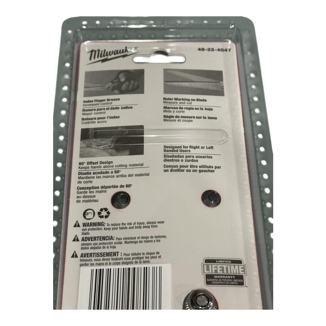 Milwaukee Jobsite Offset Wallpaper Scissors Serrated All-Metal Red 48-22-4047