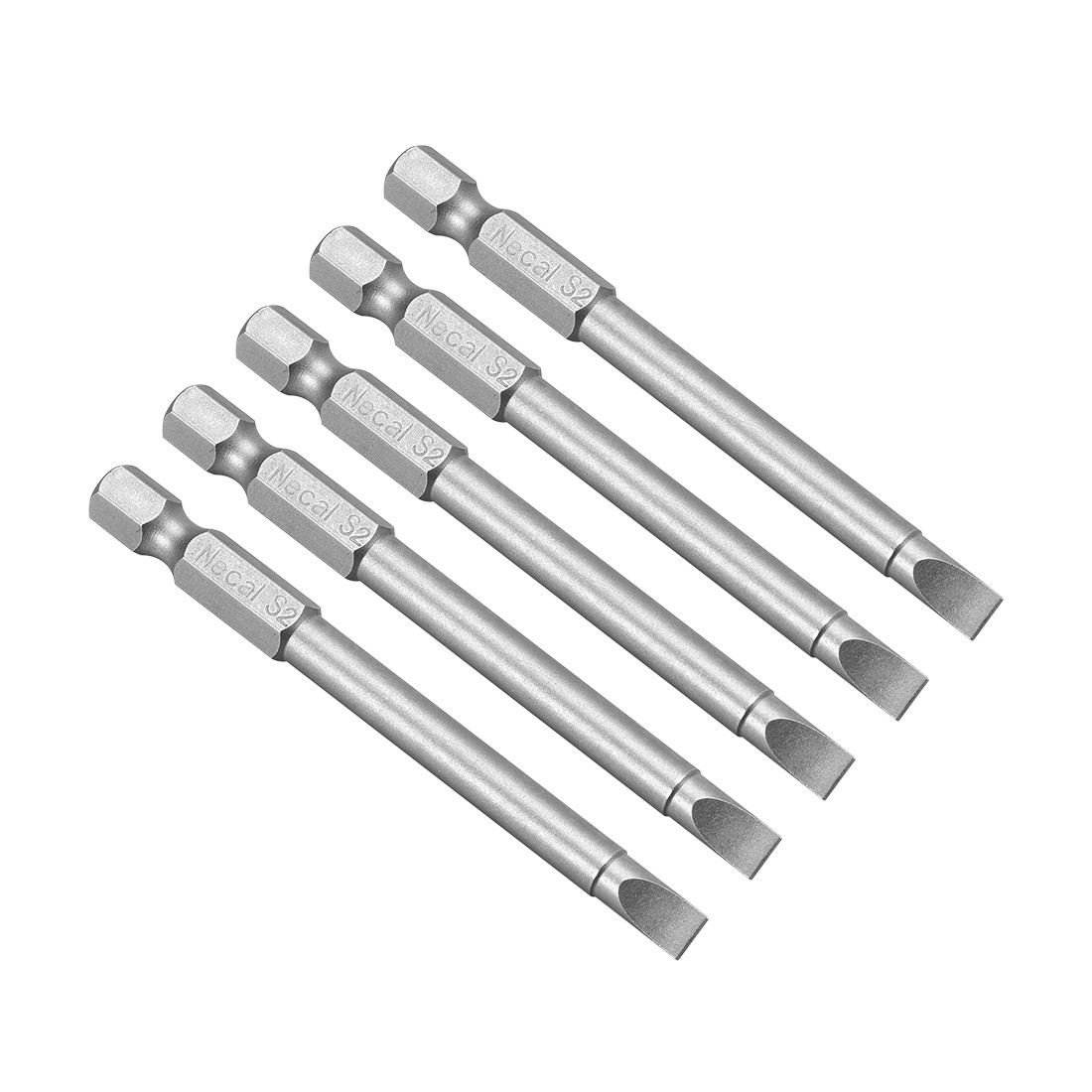 5pcs 1/4" Hex Shank 75mm Length Magnetic SL5 Slot Head Screwdriver Bits