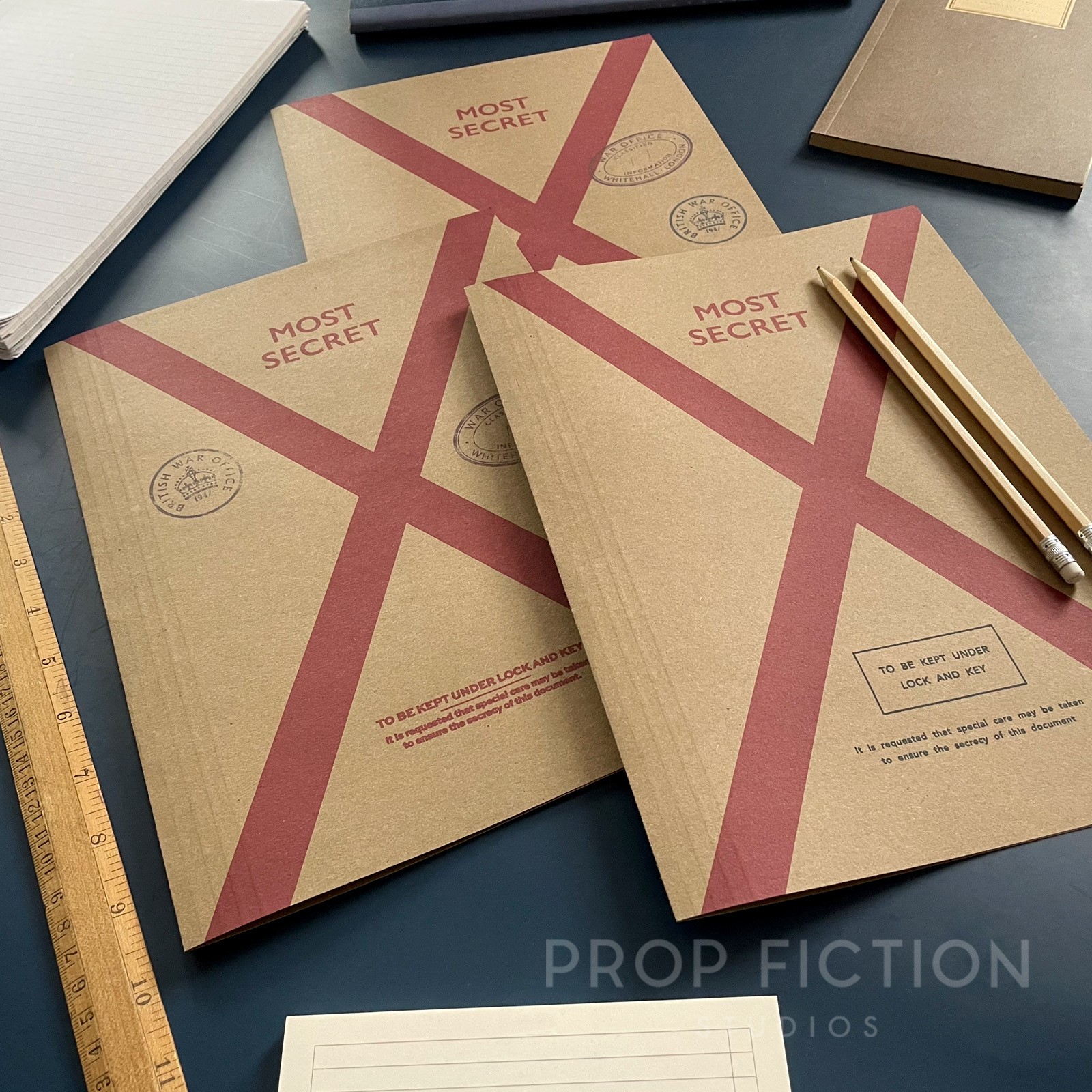 Prop Cosplay Top Secret Wartime Operation Files / 3 x Blank WW2 Folder Set