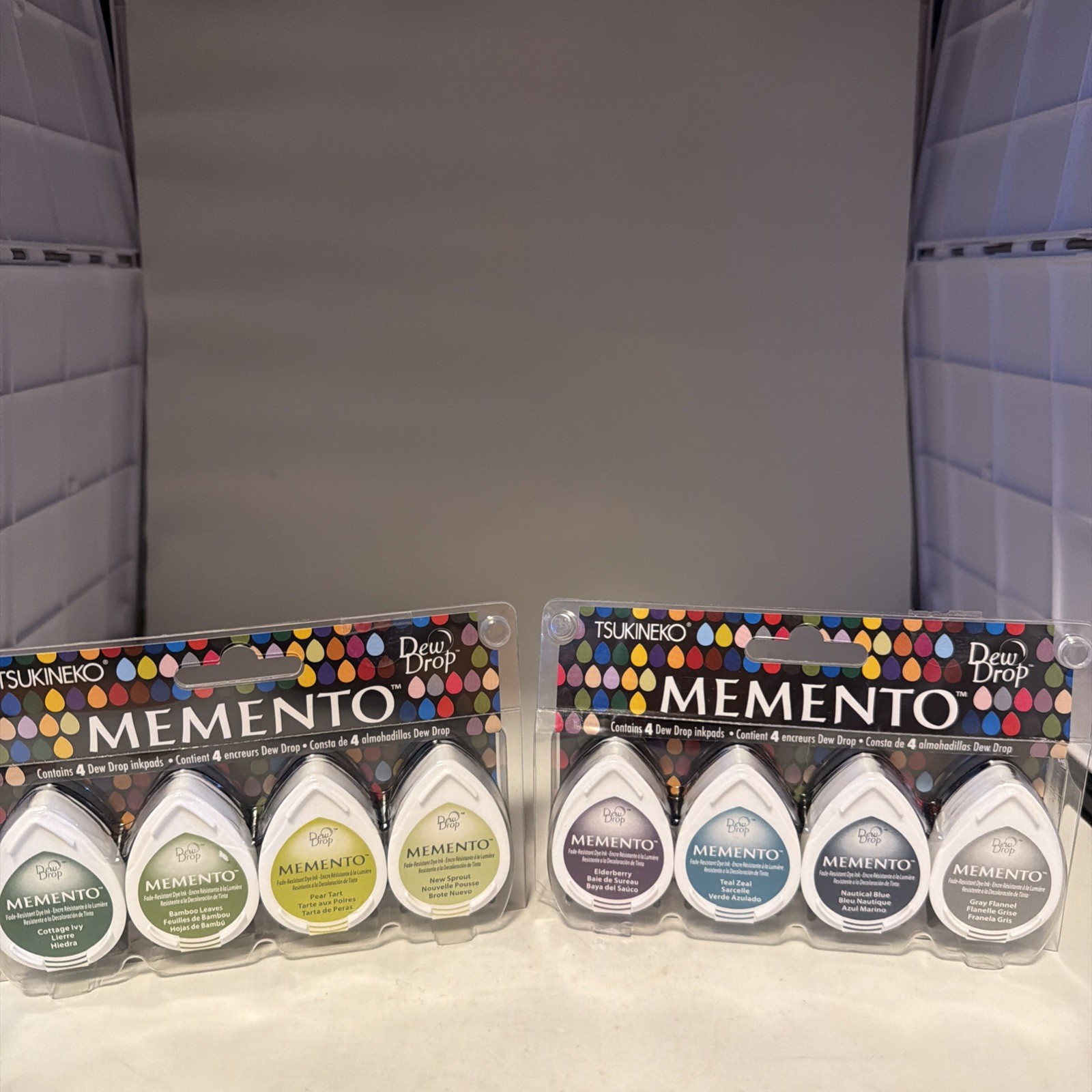 LOT OF 2-Tsukineko 4-Pack Assortment Memento Dew Drops Fade-Resistant Dye Ink,