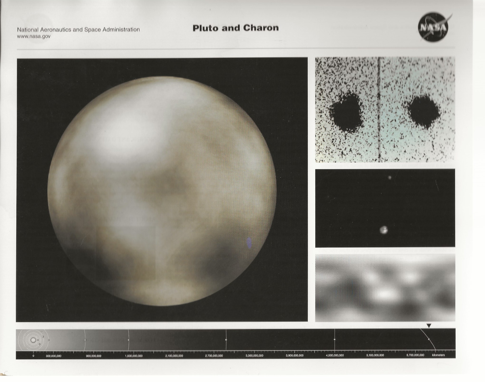 Pluto and Charon NASA Educational Print Used Good