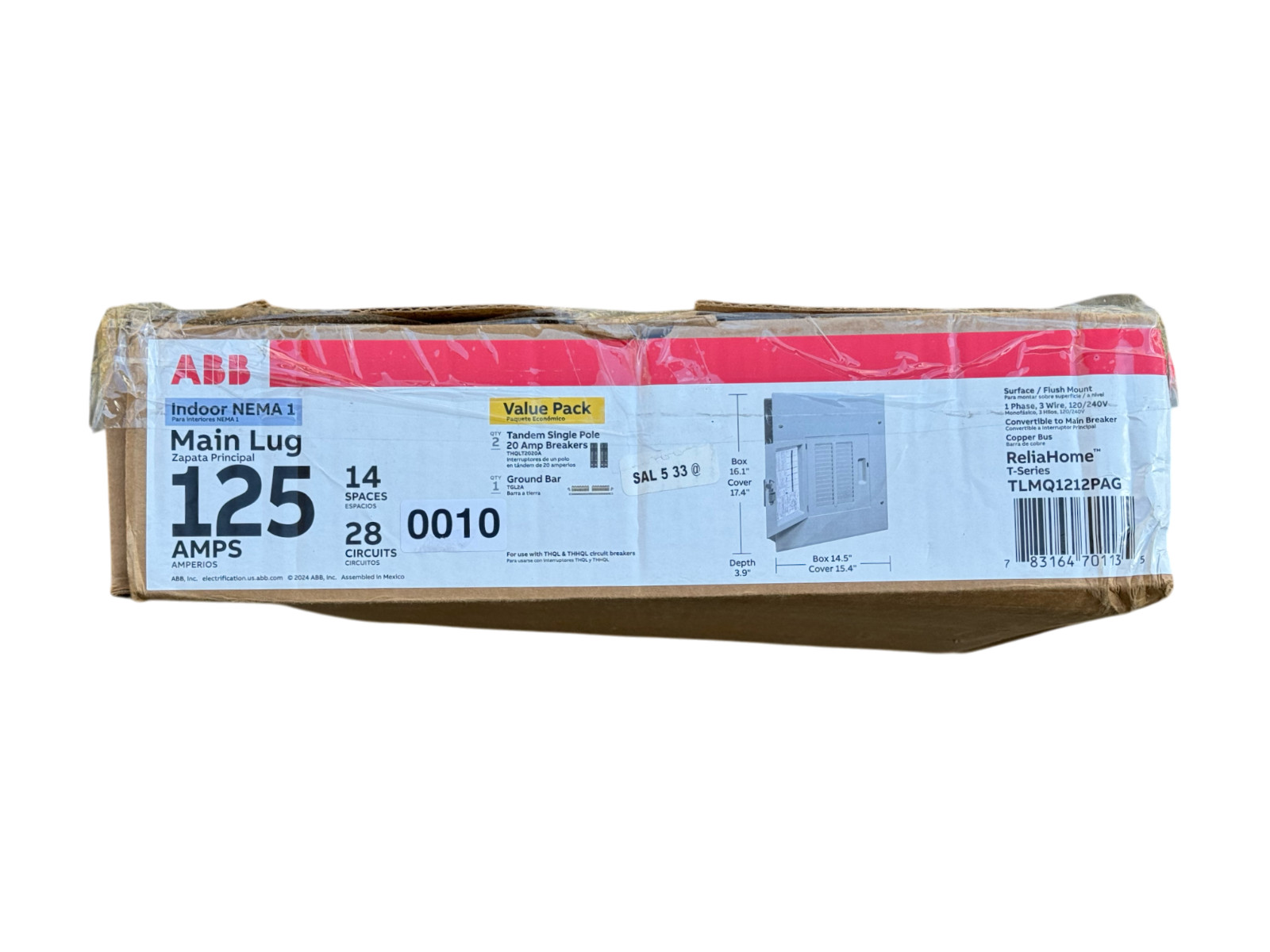 ABB TLMQ1212PAG ReliaHome T-Series 125A 14-Space 28-Circuit Load Center