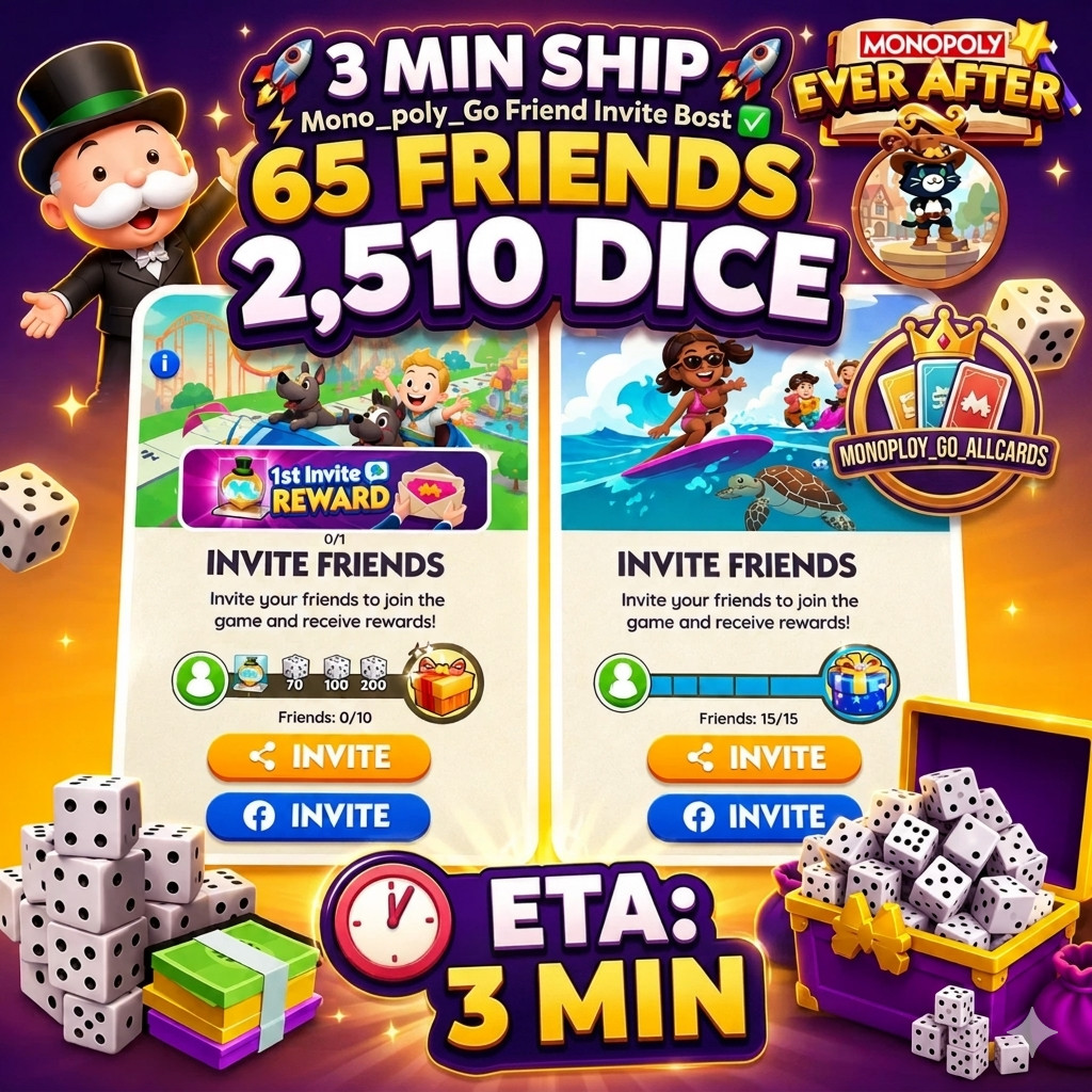 3 MIN SHIP ⚡️Mono_poly_Go Friend Invite Bar Boost ✅ 2510 Dice Boost 🎲