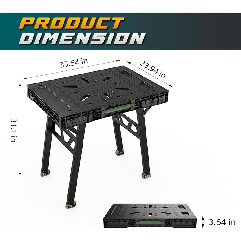 Work Bench,Easy Step Protable Work Table,34" W x 25" D x 31" H Lightweight