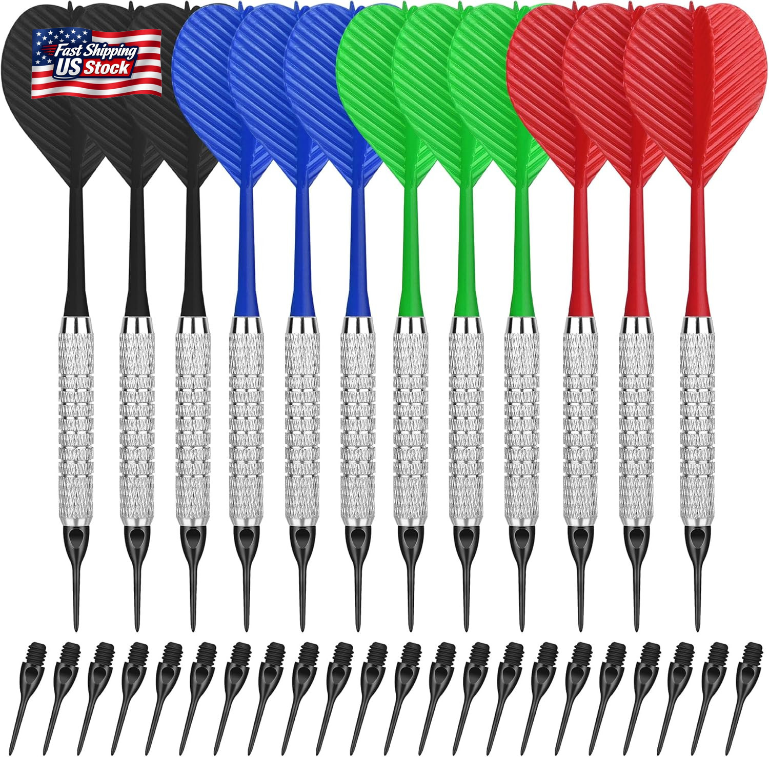 Cyeelife Plastic Tip Darts,12Pcs Soft Darts Set with 100 Plastic Tips for Electr
