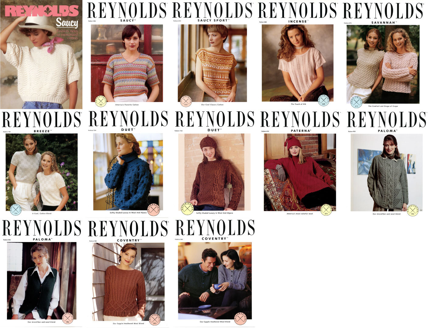 Reynolds Knitting Pattern Leaflets - Adult Sweaters - NOS