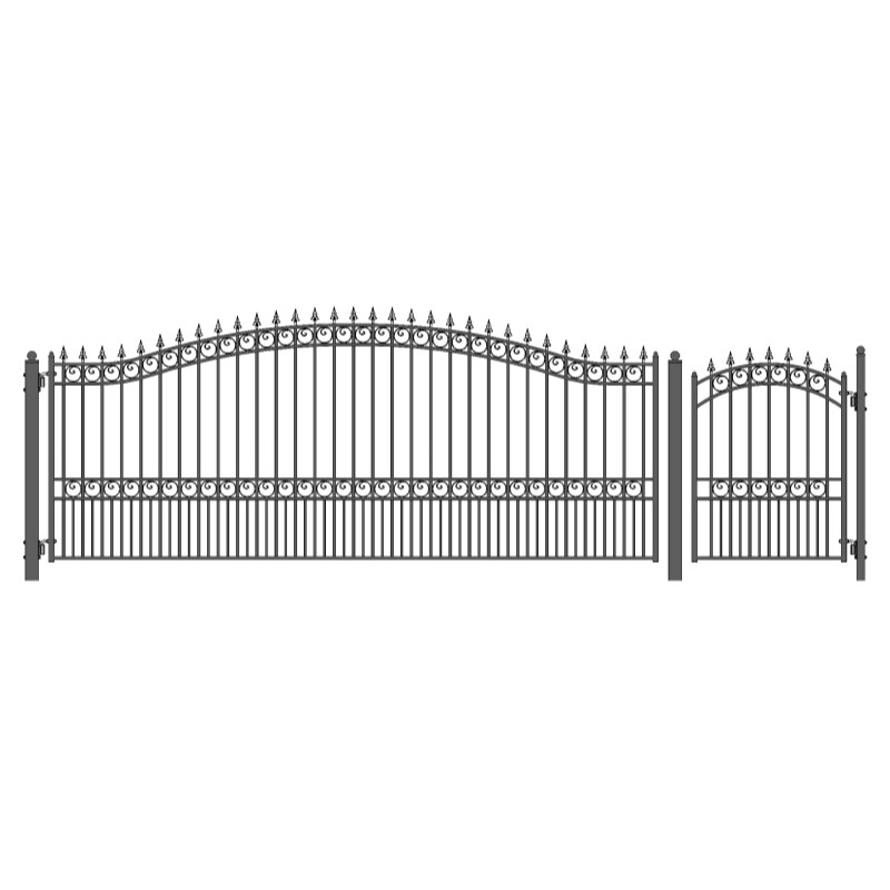 ALEKO London Style 18 ft Single Steel Driveway Gate with Pedestrian Gate