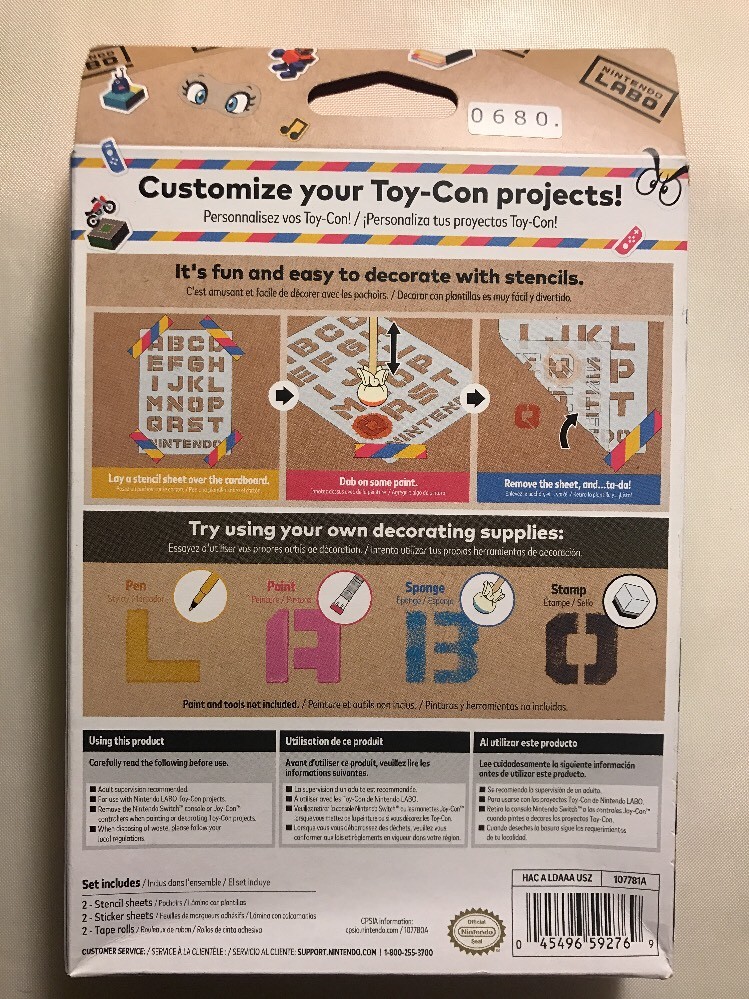 New Sealed NES Nintendo Switch Labo Customization Set Stencils Stickers