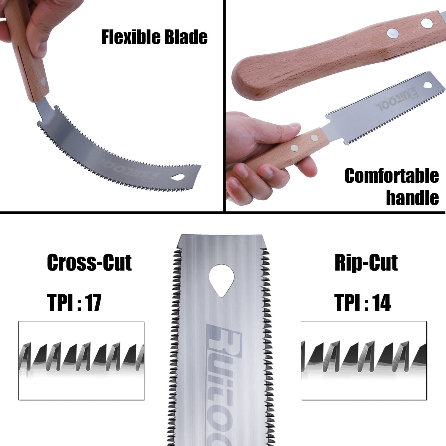 RUITOOL Japanese Hand Saw 6 Inch Double Edge Sided Pull Small, Brown