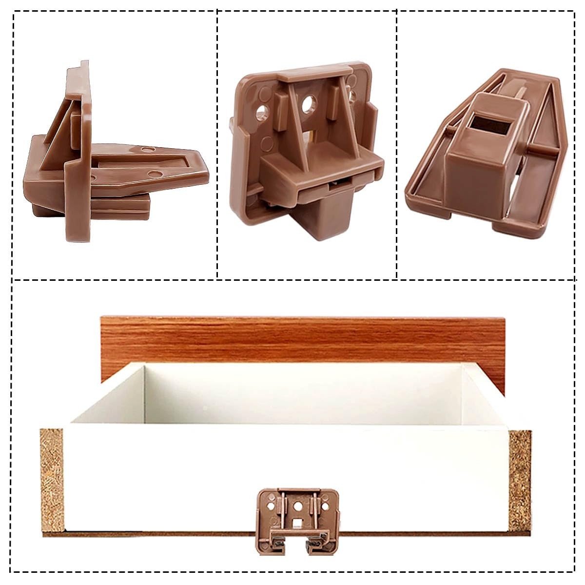2 Pack Kenlin Rite Trak 1 Drawer Slides Guides Center Mount Replacement Brown