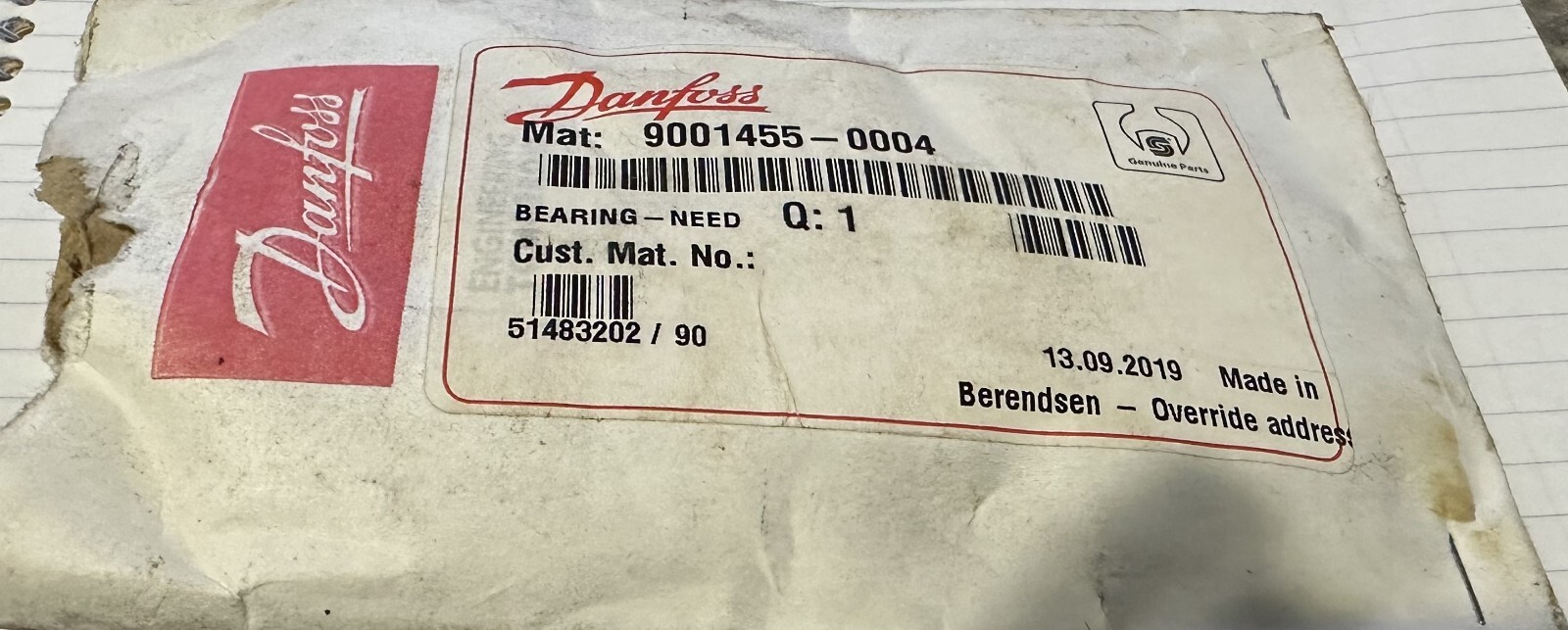 9001455-0001, Danfoss, Roller Bearing