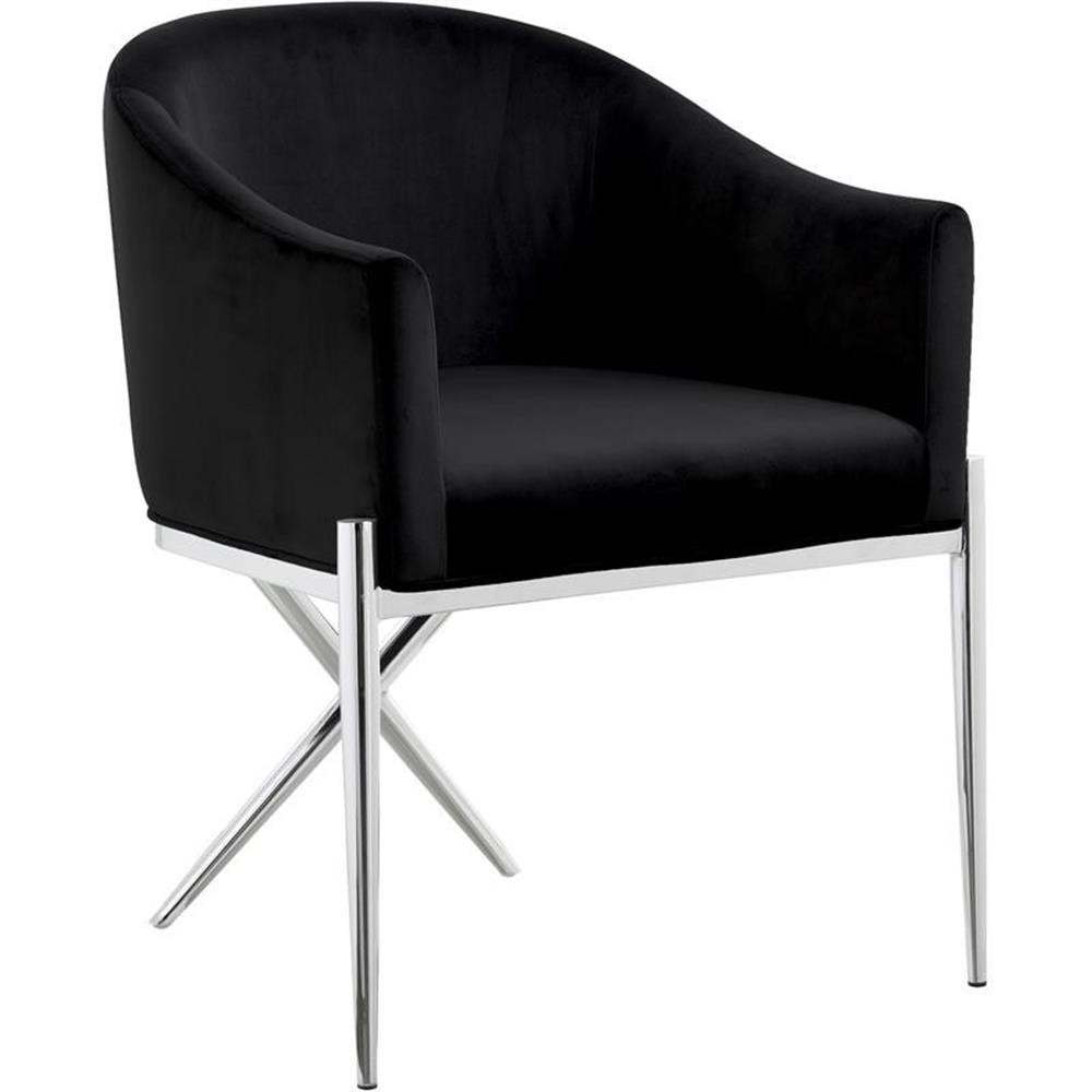 Maklaine Contemporary 19.5"H Upholstered Velvet Dining Chair in Black