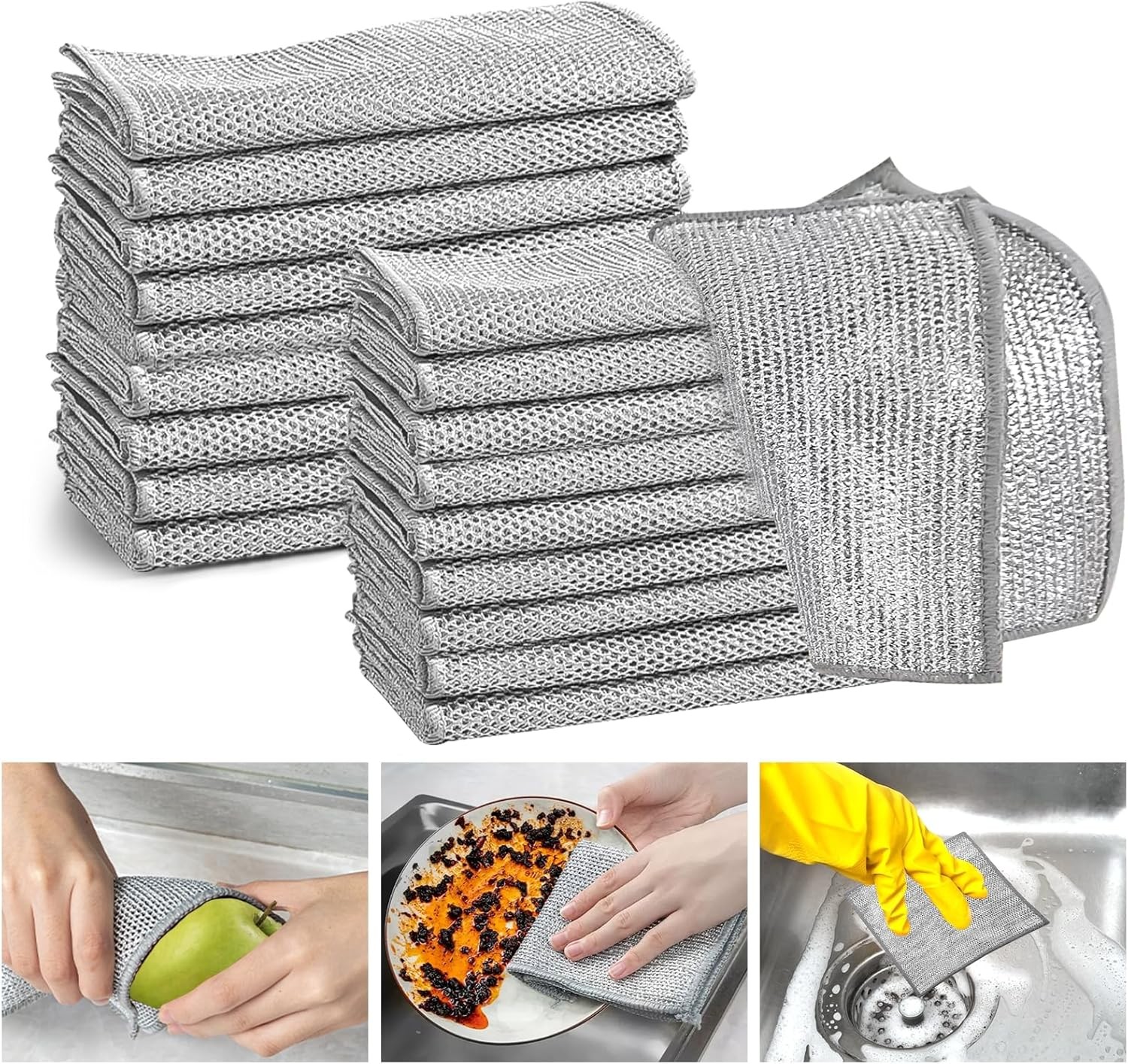 20 Pcs Multipurpose Wire Dishwashing Rags for Wet Dry,2024New Multifunctional