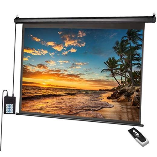 Auto Motorized Projector Screen with Remote Control, 120 inch, 120 Inch Black