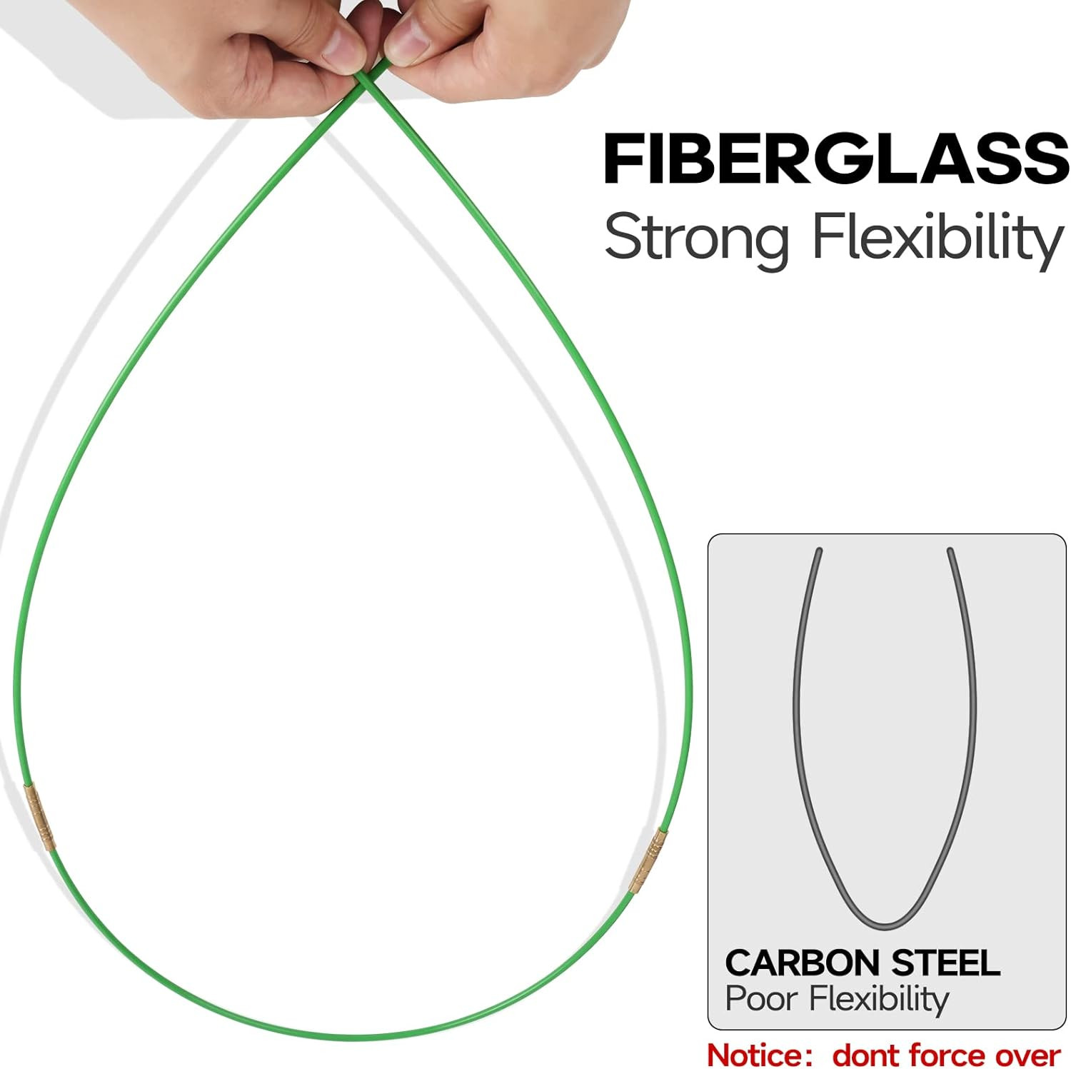 22FT Fiberglass Electrical Wire Pulling Kit with 8 Attachments