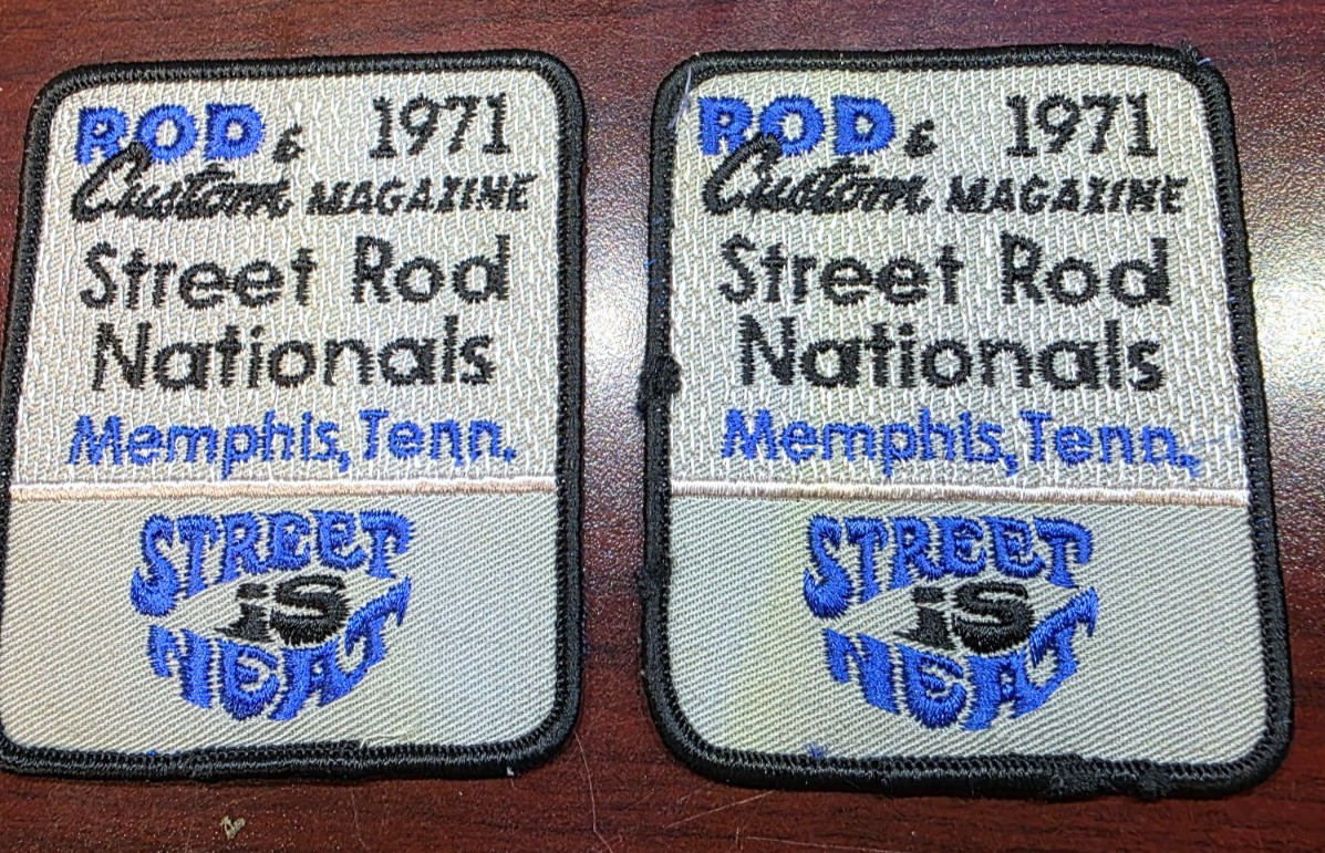 2 Vintage 1971 Street Rod Nationals Patch Memphis TN Rod & Custom Street Is Neat