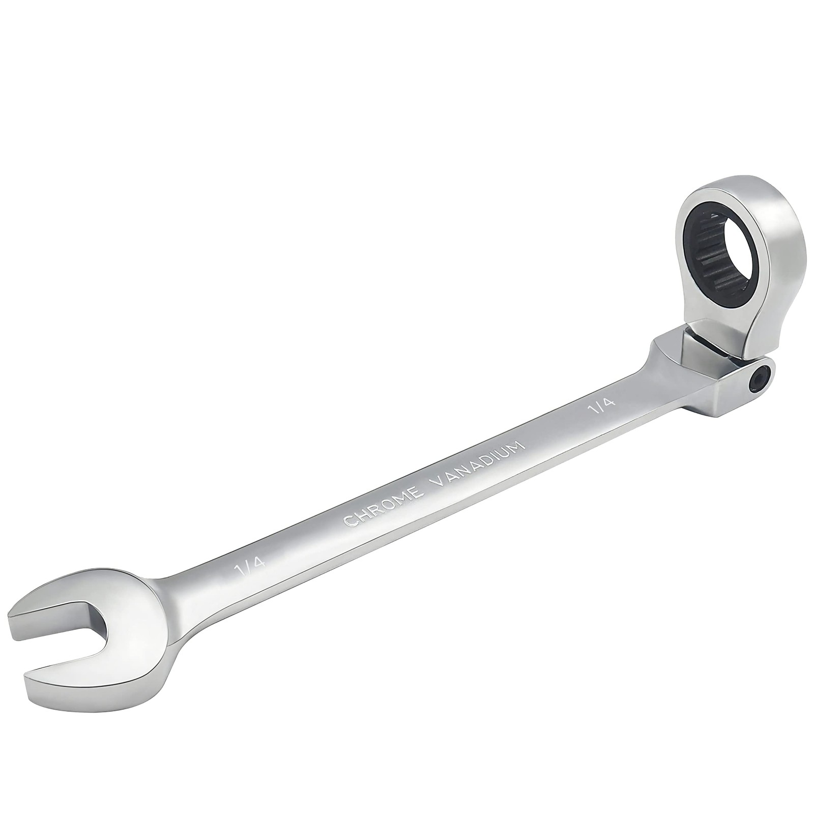 FOCMKEAS 1/4 Inch Flex-Head Ratcheting Combination Wrench SAE 72 1/4", Silver