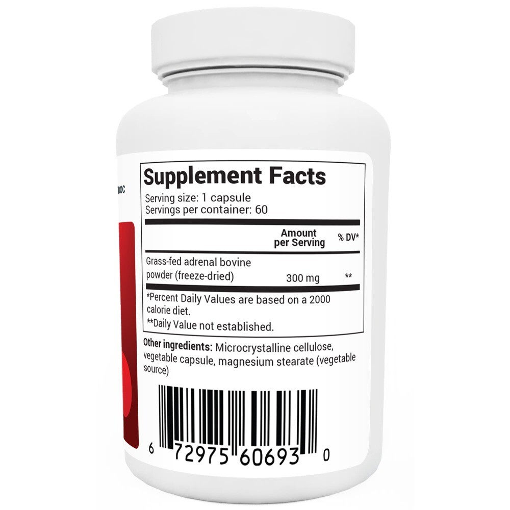 Dr. Berg Adrenal Glandular, Grass-fed Adrenal Bovine powder, 300mg
