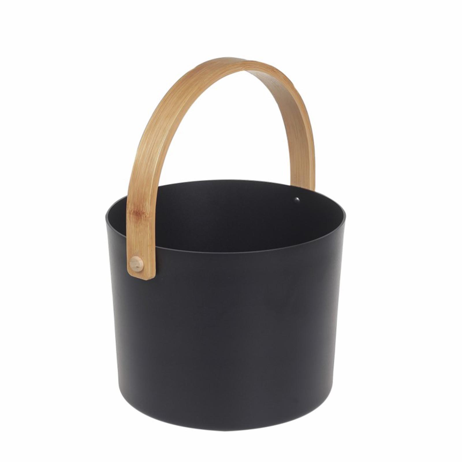 Sauna Bucket with Ladle, Sauna Accessory ,Bamboo Handle Portable 7 Liter Sauna