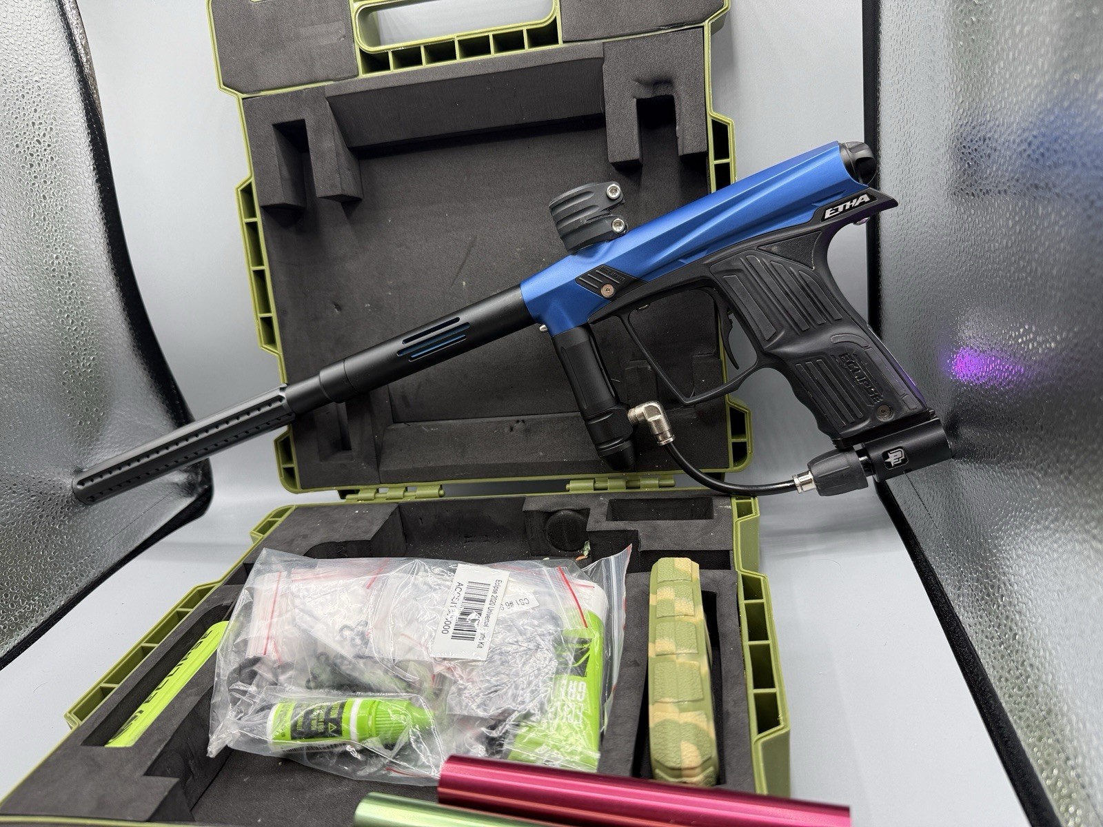 Planet Eclipse ETHA 1 Paintball Marker Blue W/ Case Tested + Whacko Barrel