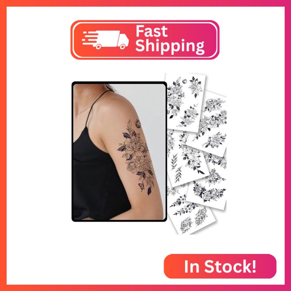 CHARLENT Flower Semi-Permanent Tattoos for Women - 2 Weeks Long Last