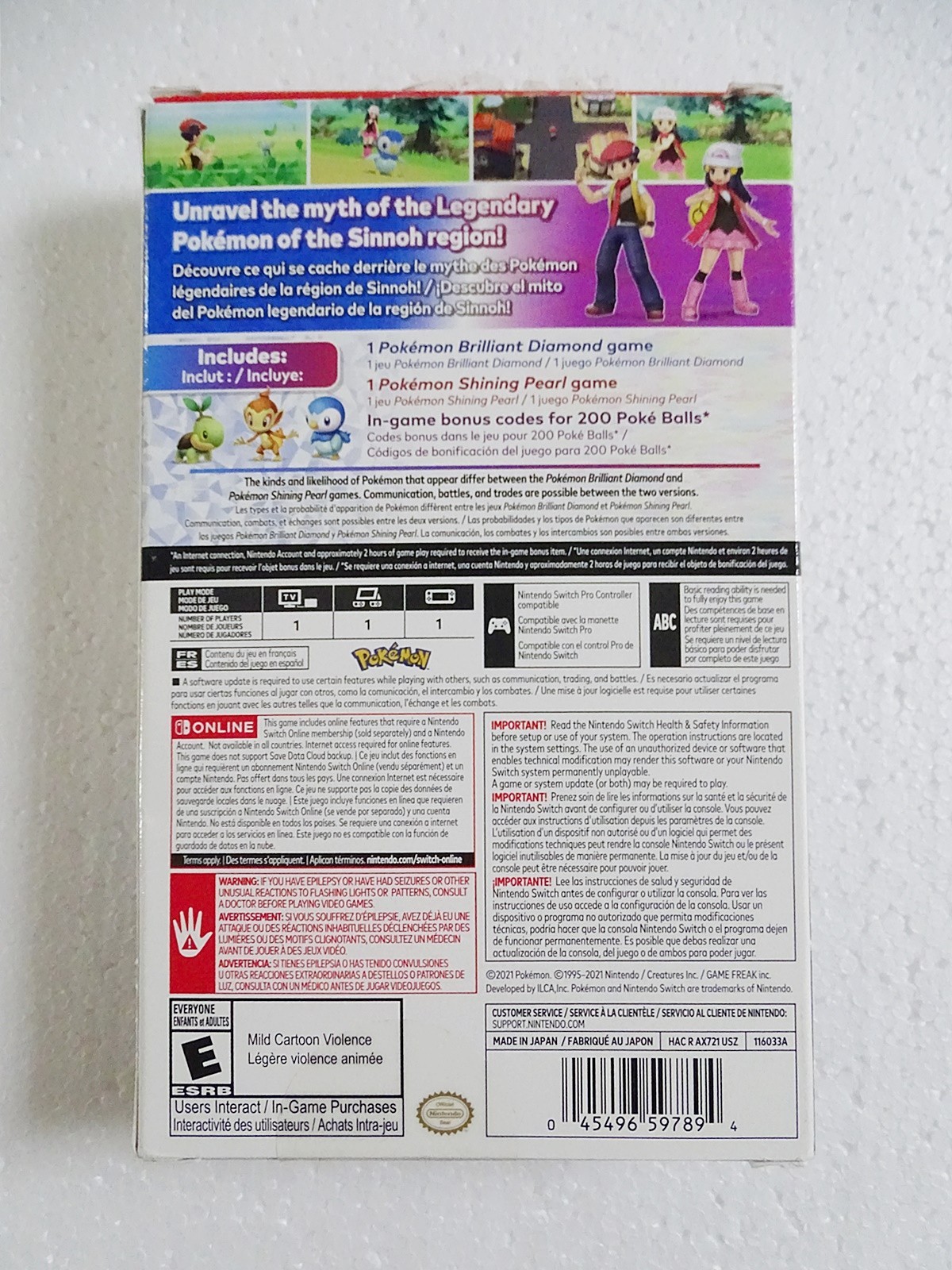Pokemon Brilliant Diamond & Pokemon Shining Pearl (Switch) - Authentic Box Only