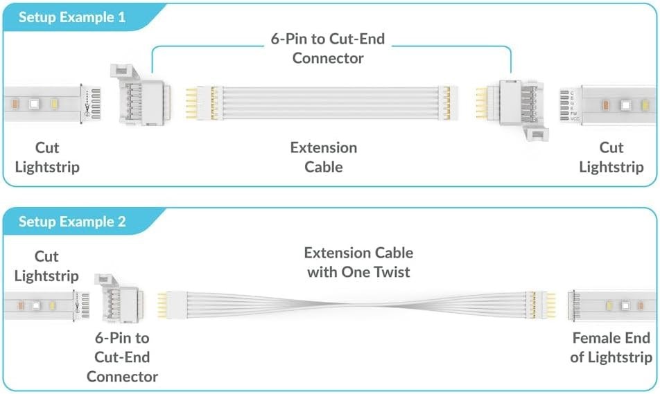 6-Pin to Cut-End Connector Compatible with Philips Hue Light Strip Plus, Hue ...
