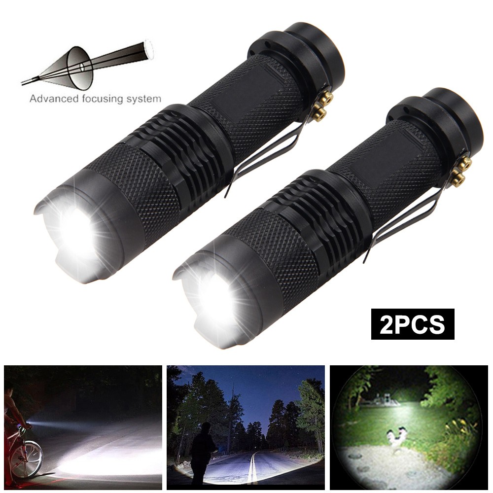 2PCS Super Bright LED Flashlight USB Rechargeable LED Camping Lamp Torch