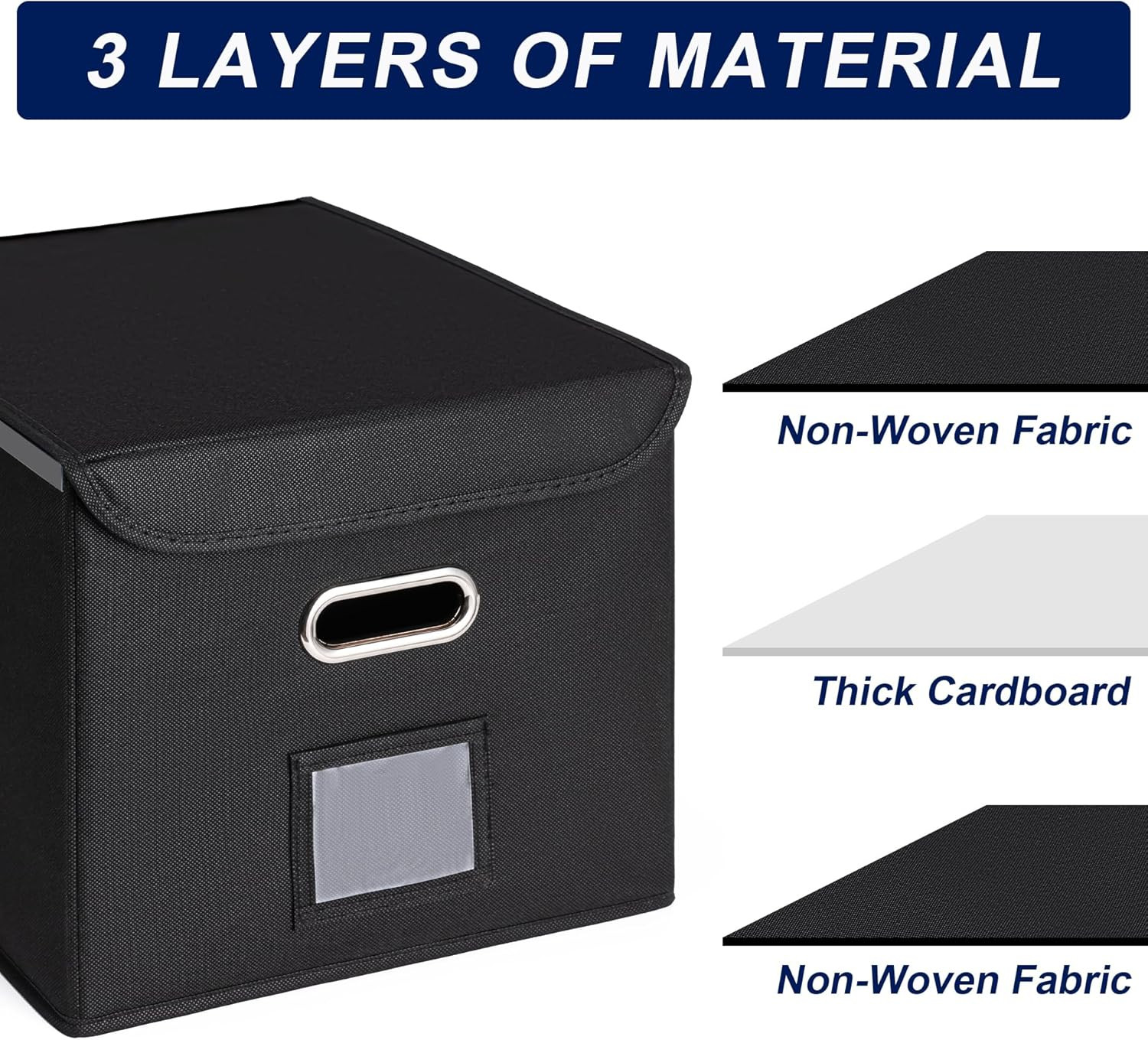 File Organizer Box with Lid, Large Hanging File Folder Organizer with Plastic Sl