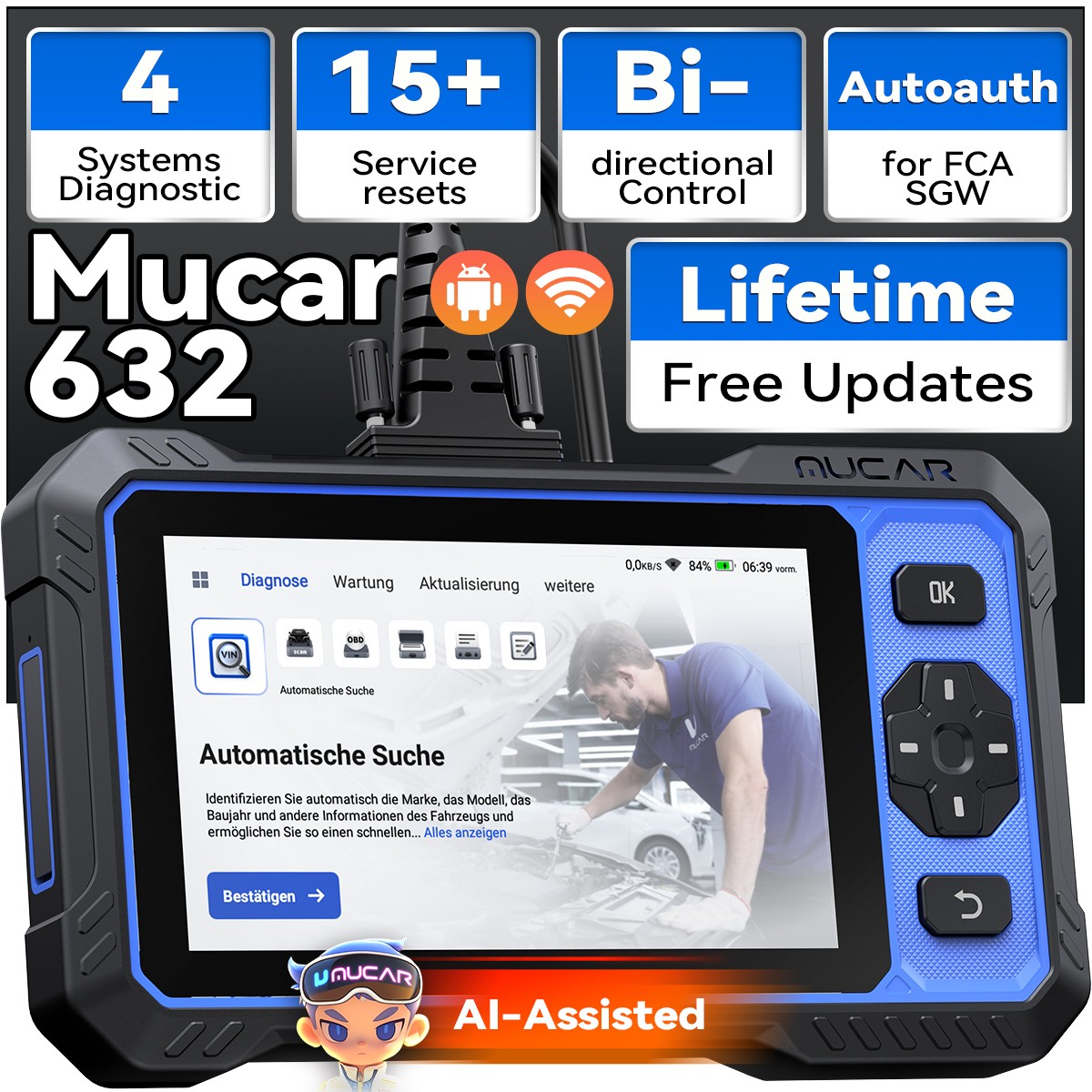 OBD2 Scanner, MUCAR 632 Elite AI-Assisted Bidirectional Scan Tool, 15+ Services
