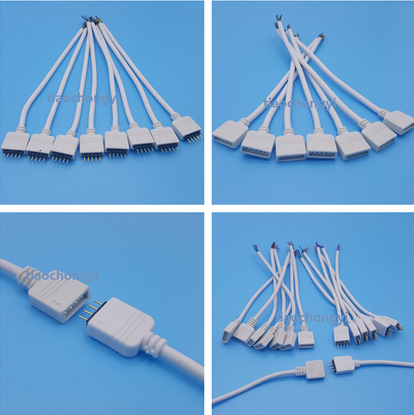 4pin RGB /5PIN RGBW Male Female connector wire cable For 5050 RGB RGBW LED strip