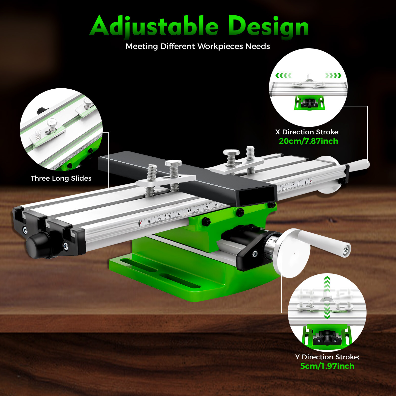 Cross Slide Drill Press Worktable with Adjustable Dovetail Design