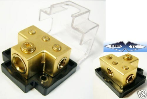 T-BLOCK GROUND GOLD - 4GA Input + 3x 4 Gauge Output