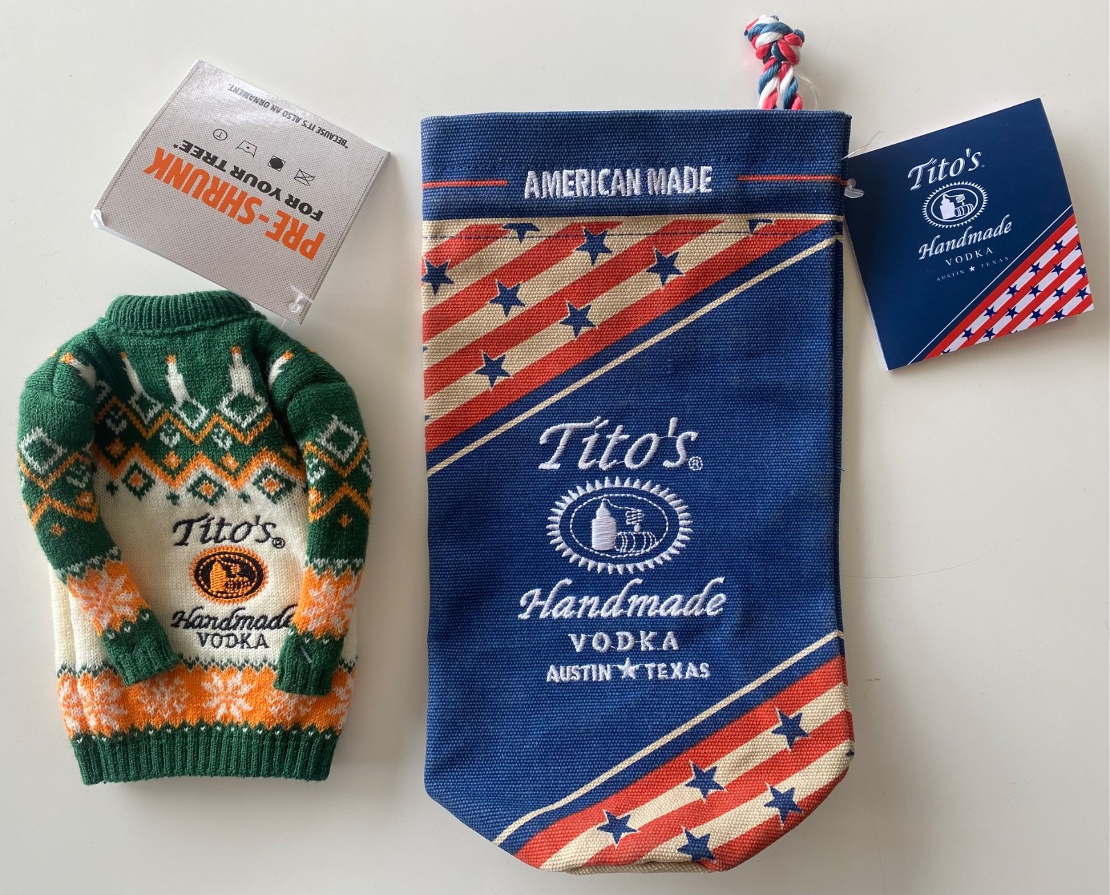 Tito's Handmade Vodka For Dog People & USA Bags + Embroidered Sweater : All Tags