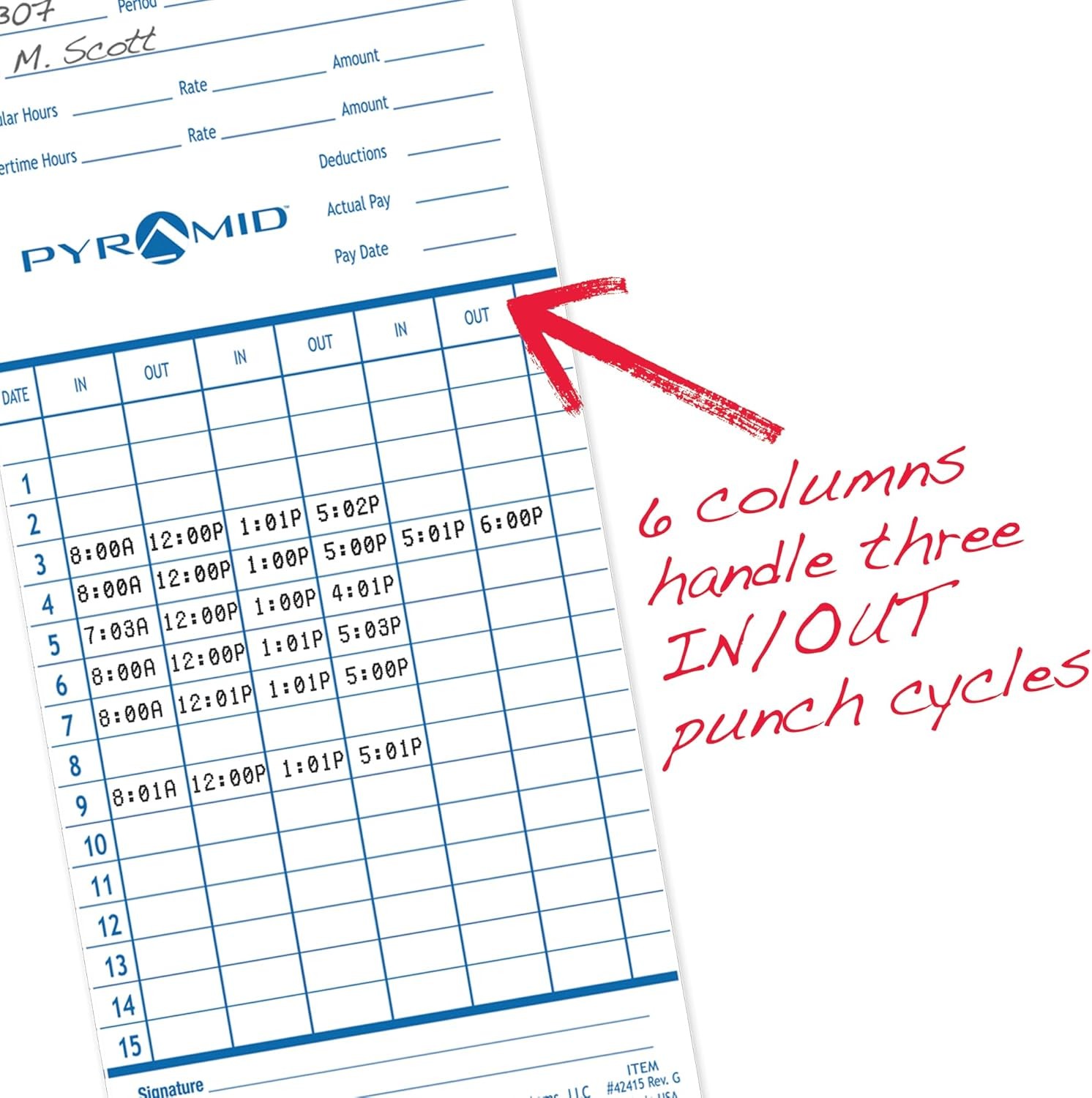 Time Punch Clock Record Cards