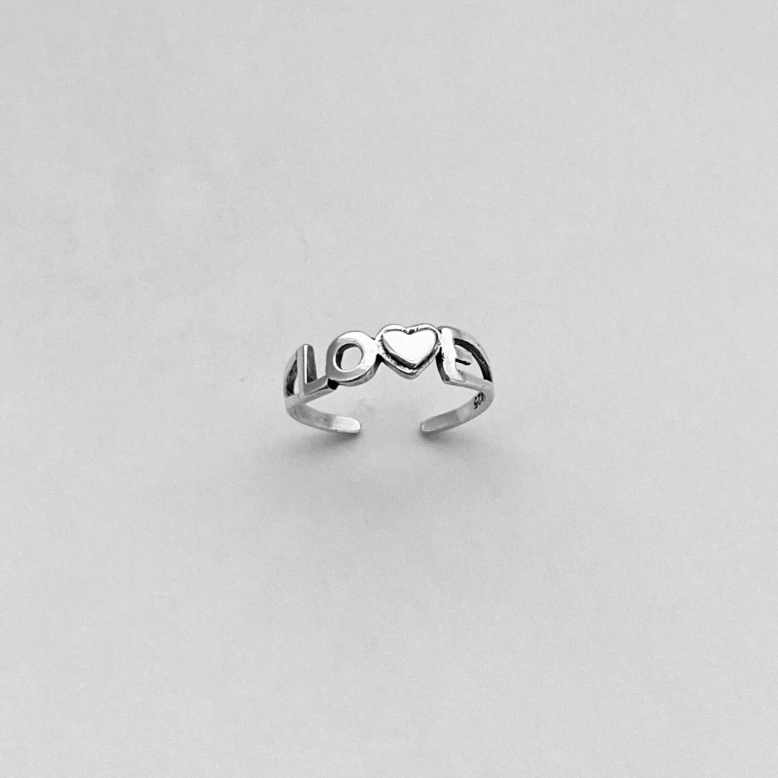 Sterling Silver Love Toe Ring, Silver Rings, Dainty Ring, Heart Ring