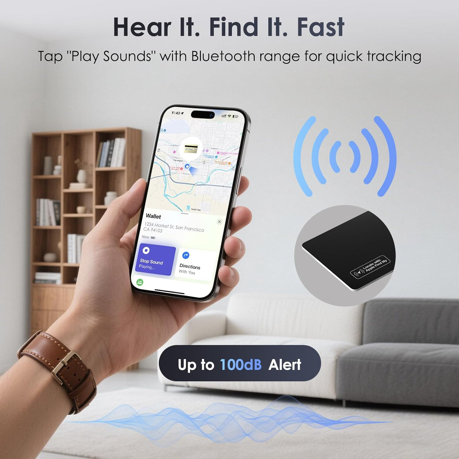 Wallet Tracker Card Tracking Tag 2 Pack - (Ios Only) Work with Apple Find My, Bl