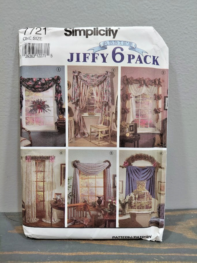 Simplicity 7721  Abbie's Jiffy 6 Pack  Window Treatments Sewing Pattern