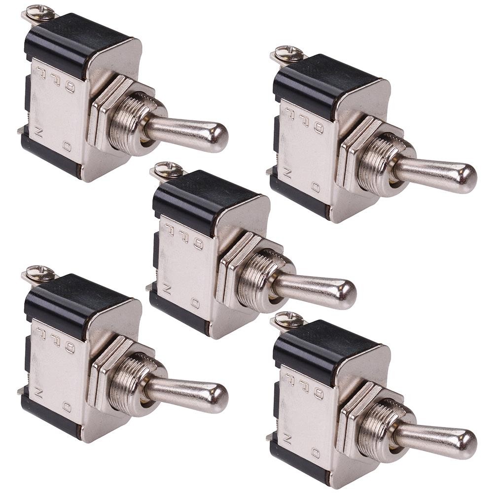 5 x Off-(On) Momentary 12mm Toggle Switch 15A Screw Terminals