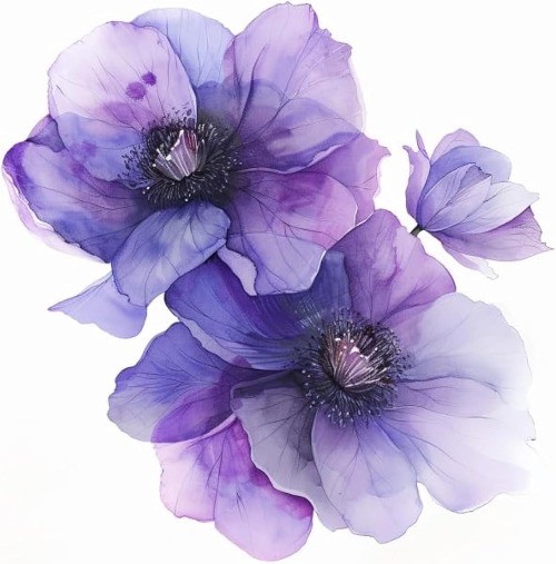 Waterproof Removable Watercolor Flower Car Decal - Purple Bumper Model: Purple
