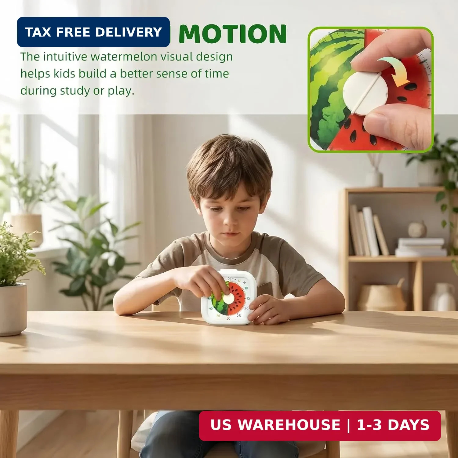 60 Minute Visual Timer for Kids, Silent Countdown Timer with Fruit Pattern, Time