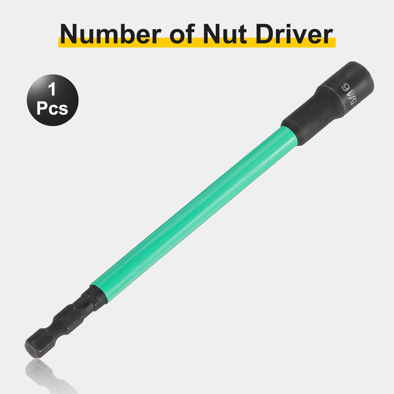 Nut Driver Drill Bit 5/16" Socket 1/4" Hex Shank 6" Long Magnetic Setter