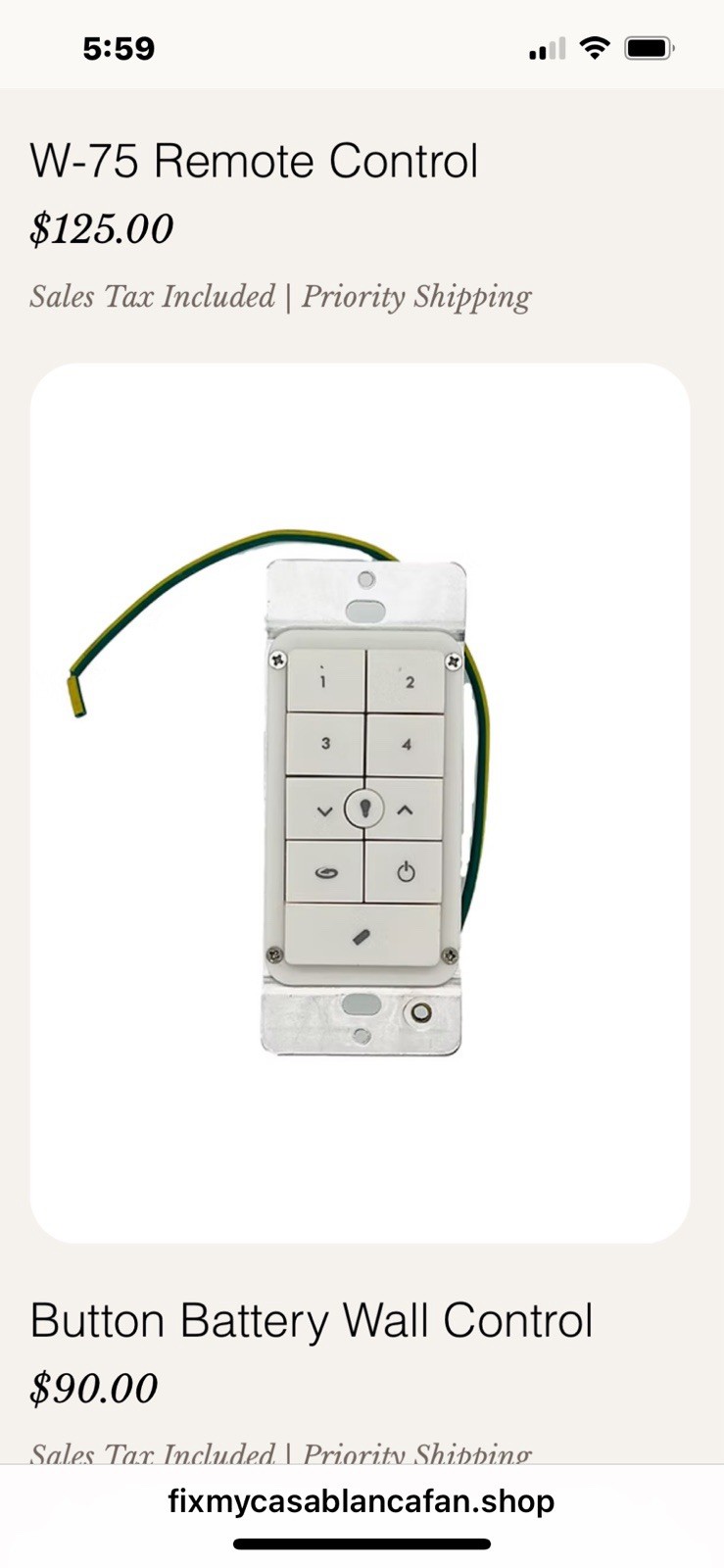 Casablaca Universal Button Battery Switch