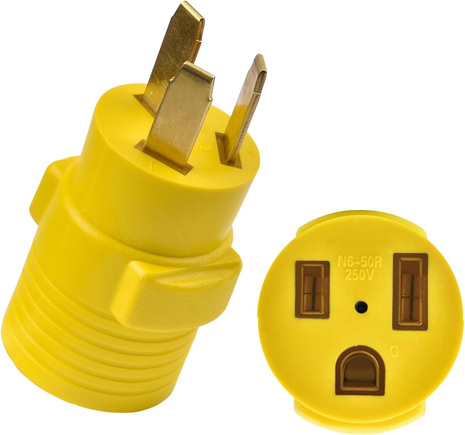 Rvhouse Electrical Adapter NEMA 10-50P to 6-50R 50AMP 6-50R, yellow