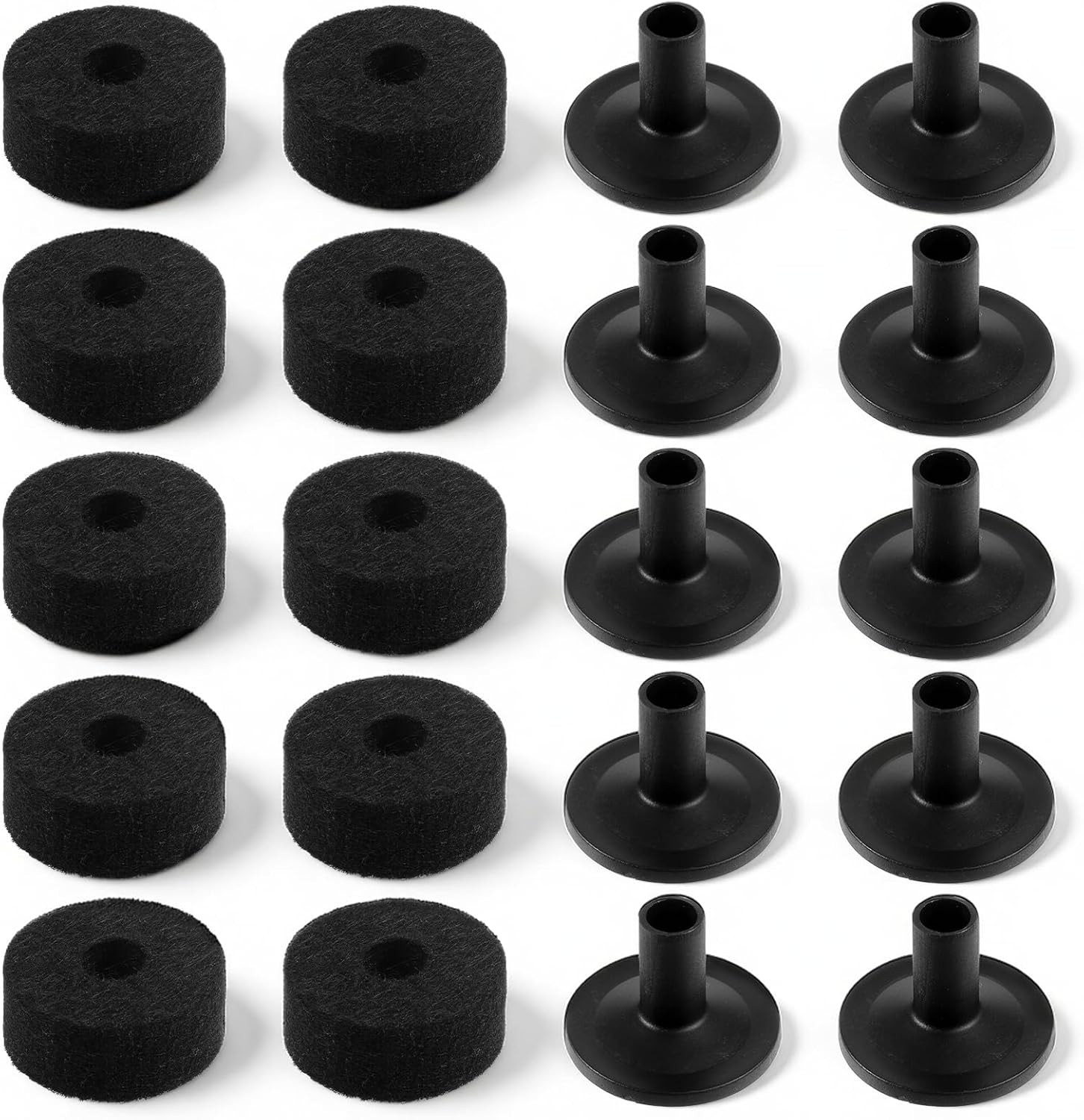20Pcs Set of Cymbal Stand Sleeves and Felts, Black Cymbal Stand Felt Washer & Pl